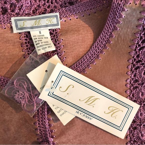 Y2K Vintage Mauve Pink Leather Patchwork Pieced Long Sleeve Top NWT size Medium - Picture 10 of 11